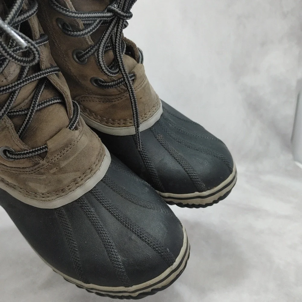 Sorel Womens Slimpack Lace II Snow Boots Quarry Gray‎ Black Waterproof Size 10.5
